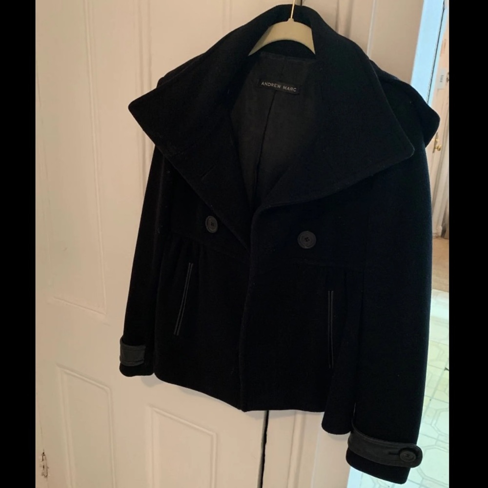 Andrew Marc Cashmere Wool Leather Coat